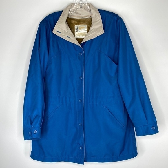 Vintage London Fog Blue Faux Fur Lined Jacket Size 12 Regular 80s - Picture 1 of 14